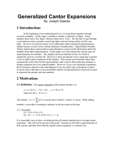 Generalized Cantor Expansions 1 Introduction: By, Joseph Galante