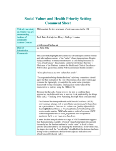 Social Values and Health Priority Setting Comment Sheet