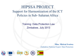 HIPSSA PROJECT Support for Harmonization of the ICT Policies in Sub–Saharan Africa
