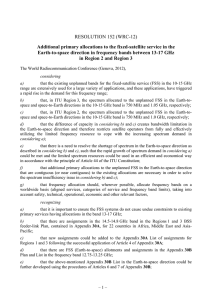 RESOLUTION 152 (WRC-12) Earth-to-space direction in frequency bands between 13-17 GHz