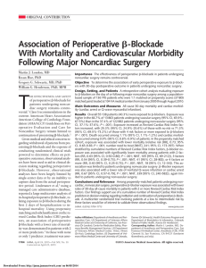 Association of Perioperative With Mortality and Cardiovascular Morbidity Following Major Noncardiac Surgery -Blockade