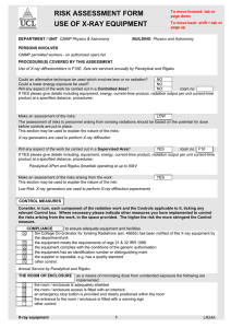 RISK ASSESSMENT FORM USE OF X-RAY EQUIPMENT