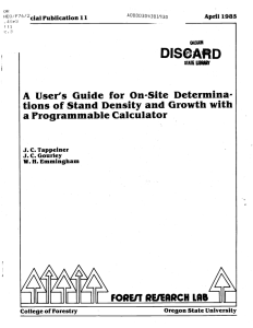 DISCARD A User's Guide for tions of Stand Density and Growth Programmable Calculator