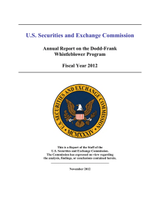 U.S. Securities and Exchange Commission Annual Report on the Dodd-Frank Whistleblower Program