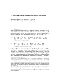 A Closer Look at Salish Intransitive/Transitive Alternations