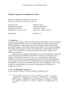 Multiple Antipassives in Halkomelem Salish