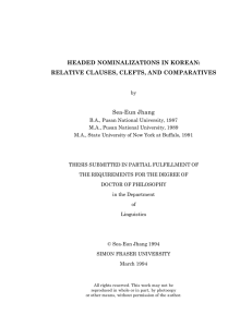 HEADED NOMINALIZATIONS IN KOREAN: RELATIVE CLAUSES, CLEFTS, AND COMPARATIVES Sea-Eun Jhang