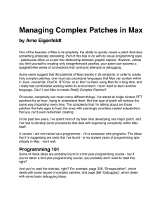 Managing Complex Patches in Max by Arne Eigenfeldt