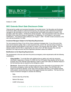 SEC Extends Short Sale Disclosure Order