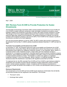 SEC Revises Form N-CSR to Provide Protection for Sudan Divestments