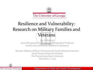Resilience and Vulnerability: Research on Military Families and Veterans