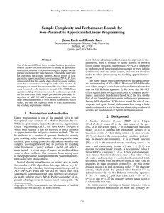 Sample Complexity and Performance Bounds for Non-Parametric Approximate Linear Programming