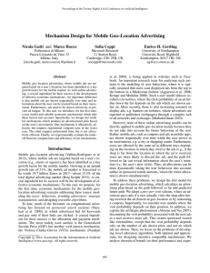 Mechanism Design for Mobile Geo–Location Advertising Nicola Gatti and Marco Rocco