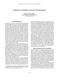 Backdoors to Tractability of Answer-Set Programming Johannes Klaus Fichte Thesis Background
