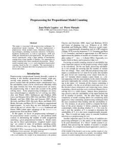 Preprocessing for Propositional Model Counting Jean-Marie Lagniez and Pierre Marquis