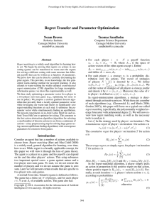 Regret Transfer and Parameter Optimization Noam Brown Tuomas Sandholm