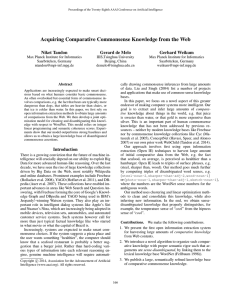 Acquiring Comparative Commonsense Knowledge from the Web Niket Tandon Gerard de Melo