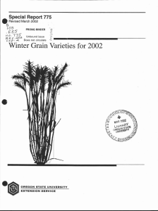• Winter Grain Varieties for 2002 Special Report 775 Revised March 2002