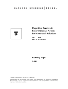 Cognitive Barriers to Environmental Action: Problems and Solutions Working Paper