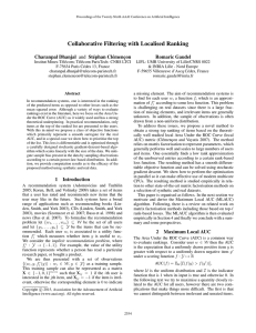 Collaborative Filtering with Localised Ranking Charanpal Dhanjal and St´ephan Cl´emenc¸on Romaric Gaudel