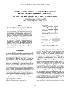Transfer Learning for Cross-Language Text Categorization through Active Correspondences Construction
