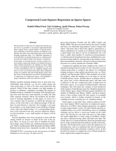 Compressed Least-Squares Regression on Sparse Spaces