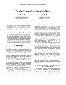 The Price of Neutrality for the Ranked Pairs Method Markus Brill