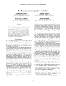 The Parameterized Complexity of Abduction Michael R. Fellows Andreas Pfandler
