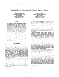 Fast Equilibrium Computation for Infinitely Repeated Games Garrett Andersen Vincent Conitzer