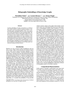 Holographic Embeddings of Knowledge Graphs Maximilian Nickel and Lorenzo Rosasco and Tomaso Poggio