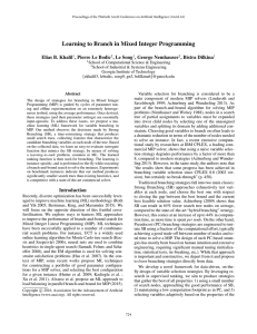 Learning to Branch in Mixed Integer Programming Elias B. Khalil