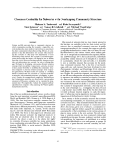Closeness Centrality for Networks with Overlapping Community Structure Mateusz K. Tarkowski