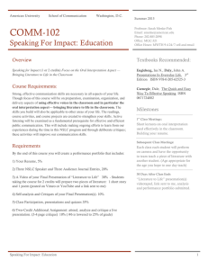 COMM-102 Speaking For Impact: Education Summer 2015