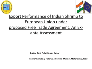 Export Performance of Indian Shrimp to European Union under ante Assessment