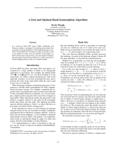 A Fast and Optimal Hand Isomorphism Algorithm Kevin Waugh