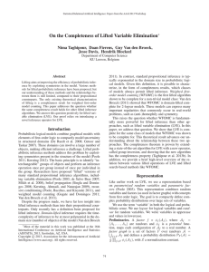 On the Completeness of Lifted Variable Elimination Jesse Davis, Hendrik Blockeel