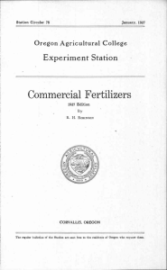 Commercial Fertilizers Experiment Station Oregon Agricultural College Station Circular 78