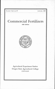 Commercial Fertilizers Agricultural Experiment Station Oregon State Agricultural College 1929 Edition