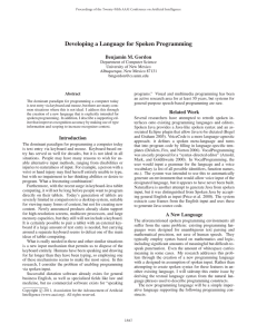 Developing a Language for Spoken Programming Benjamin M. Gordon