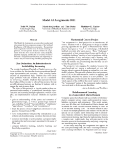 Model AI Assignments 2011 Todd W. Neller Marie desJardins and Tim Oates