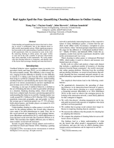 Bad Apples Spoil the Fun: Quantifying Cheating Inﬂuence in Online... Xiang Zuo , Clayton Gandy , John Skovertz