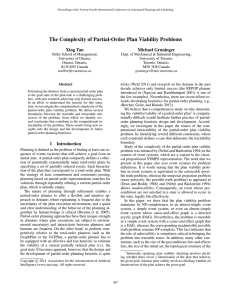 The Complexity of Partial-Order Plan Viability Problems Xing Tan Michael Gruninger