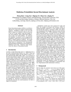 Multiclass Probabilistic Kernel Discriminant Analysis Zheng Zhao , Liang Sun , Shipeng Yu