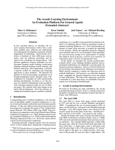 The Arcade Learning Environment: An Evaluation Platform For General Agents (Extended Abstract)