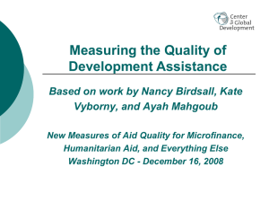 Measuring the Quality of Development Assistance Vyborny, and Ayah Mahgoub