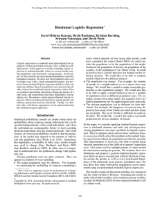 Relational Logistic Regression Seyed Mehran Kazemi, David Buchman, Kristian Kersting, ∗