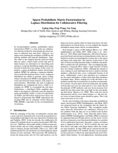 Sparse Probabilistic Matrix Factorization by Laplace Distribution for Collaborative Filtering