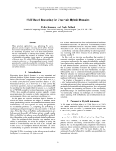 SMT-Based Reasoning for Uncertain Hybrid Domains Fedor Shmarov and Paolo Zuliani