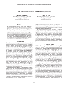 User Authentication from Web Browsing Behavior Myriam Abramson David W. Aha