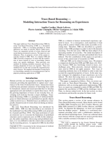 Trace-Based Reasoning — Modeling Interaction Traces for Reasoning on Experiences